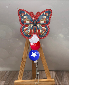 Butterfly Patchwork American Pride Badge Pull TheCraftNook