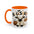 Bullsheet Faux Crochet Accent Coffee Mug — Cute Ghost Cow Trick-or-Treat Design (11oz)