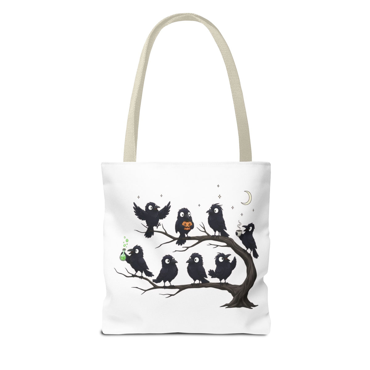 Local Murder Crow Tote Bag — Cute Gothic Raven Illustration Tote for Halloween & Everyday Printify
