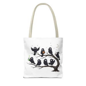 Local Murder Crow Tote Bag — Cute Gothic Raven Illustration Tote for Halloween & Everyday Printify