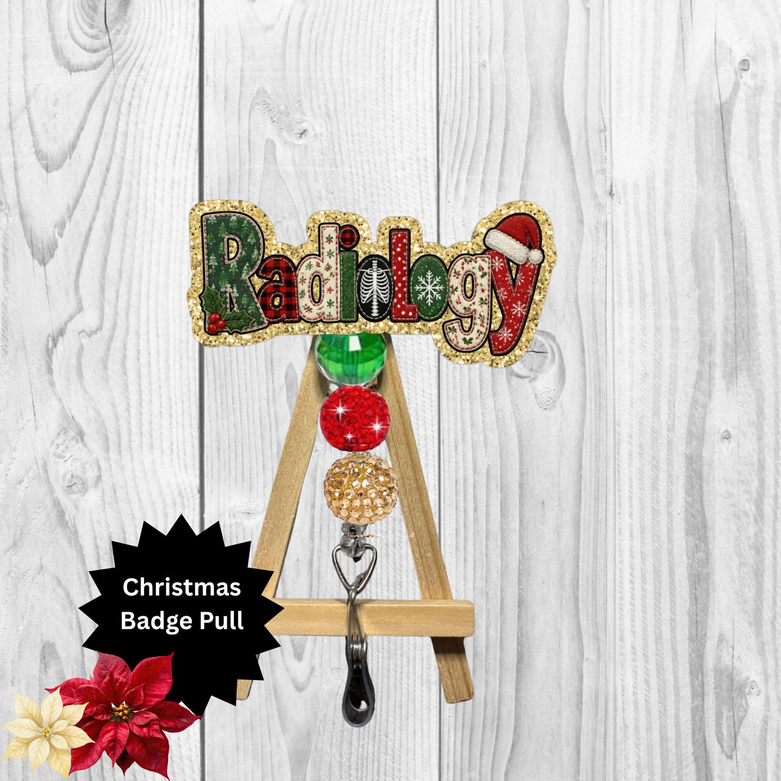 Radiology Christmas Glitter Badge Pull | Badge Reel TheCraftNook