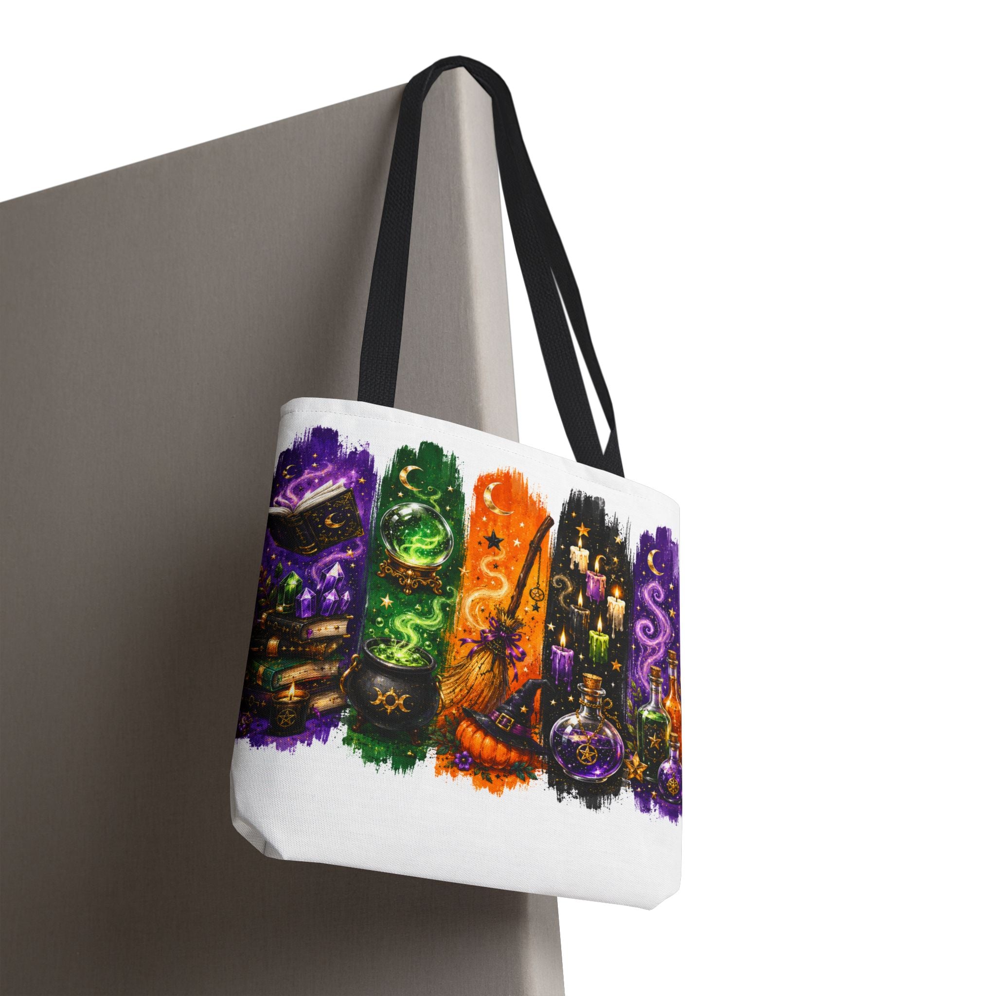 Autumn Alchemy Halloween Tote Bag — Colorful Witchcraft Apothecary Design