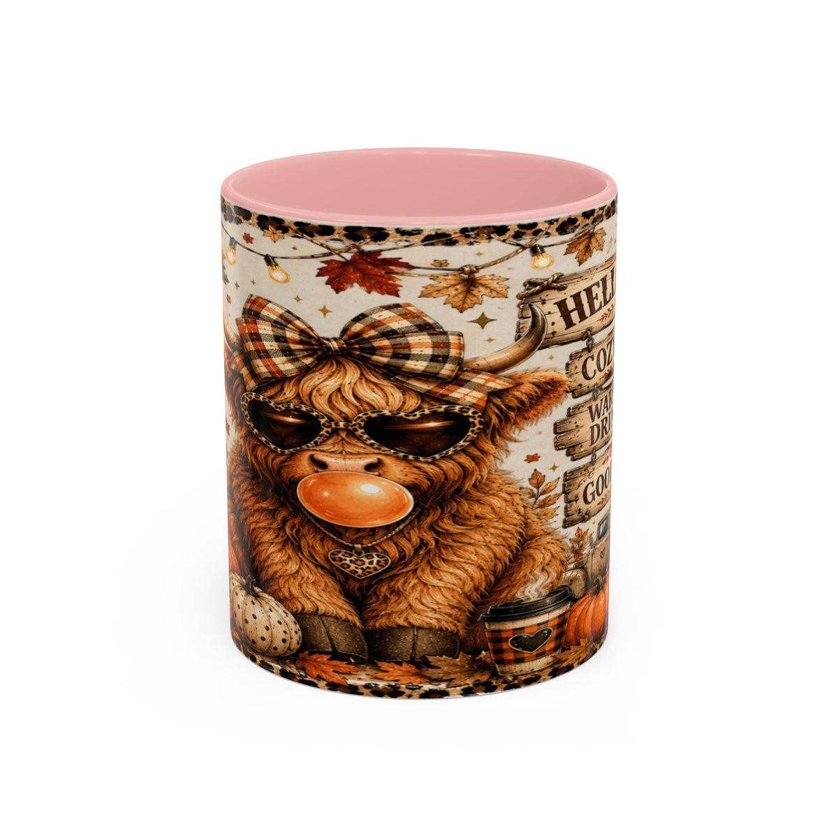 Hello Fall Accent Coffee Mug — Cozy Days, Warm Drinks & Good Vibes Autumn Mug Printify