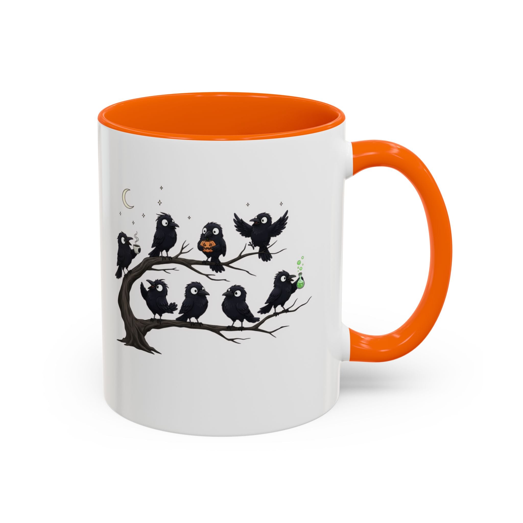 Local Murder Accent Coffee Mug — Cute Crow Flock "Not A Real Murder" Illustration