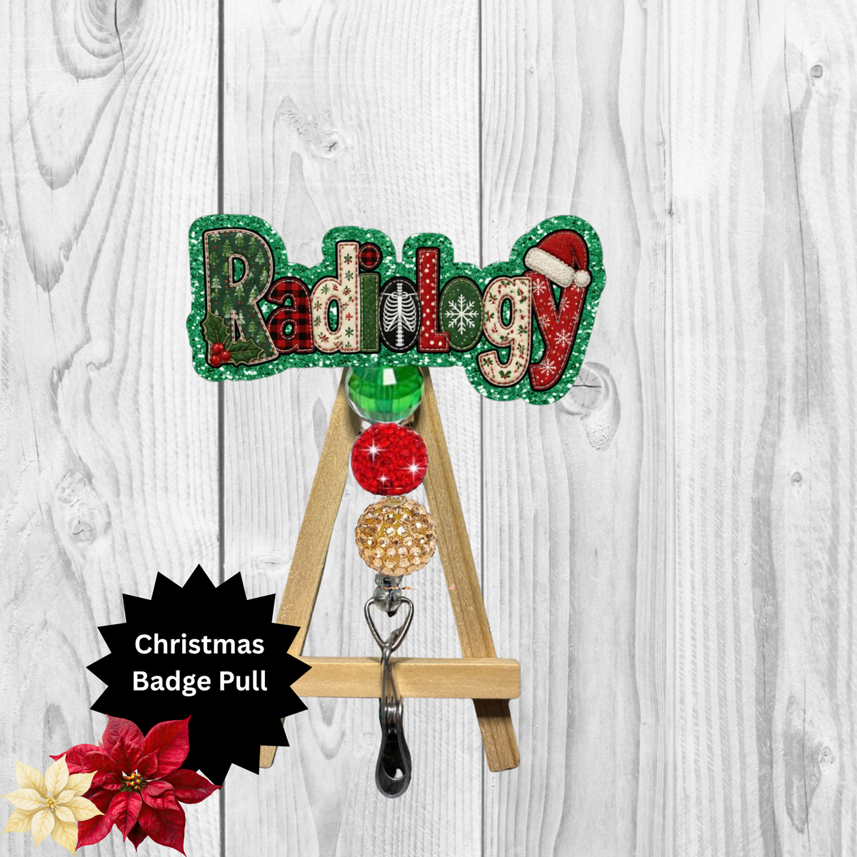 Radiology Christmas Glitter Badge Pull | Badge Reel TheCraftNook