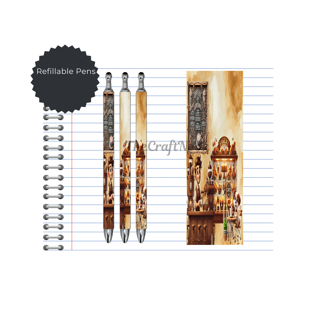 Caffeine & Creativity Refillable Pens, multiple options and Images available. TheCraftNook