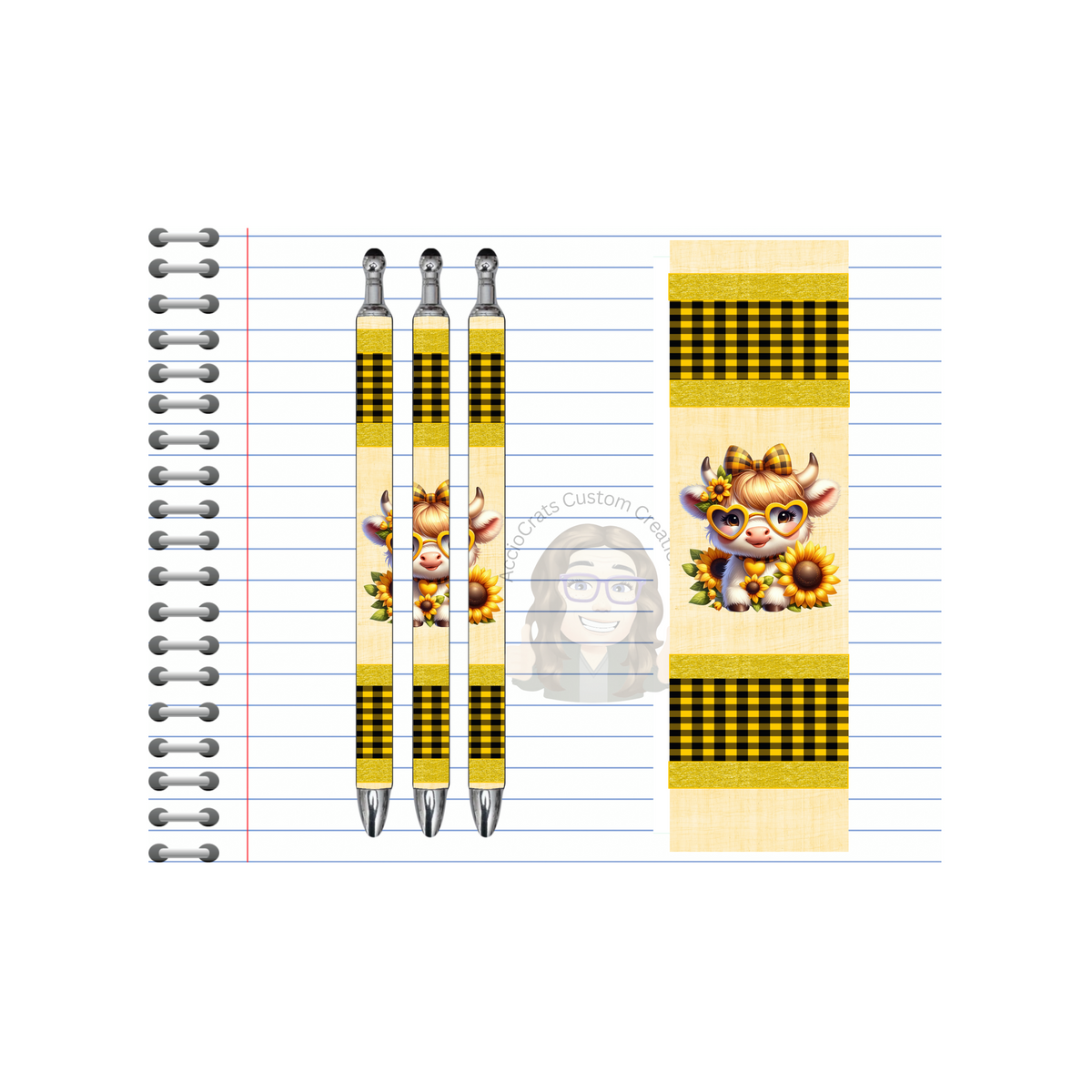Refillable Pens, Highland Cow Images.  Cute notes start here. Multiple options and Images available. TheCraftNook