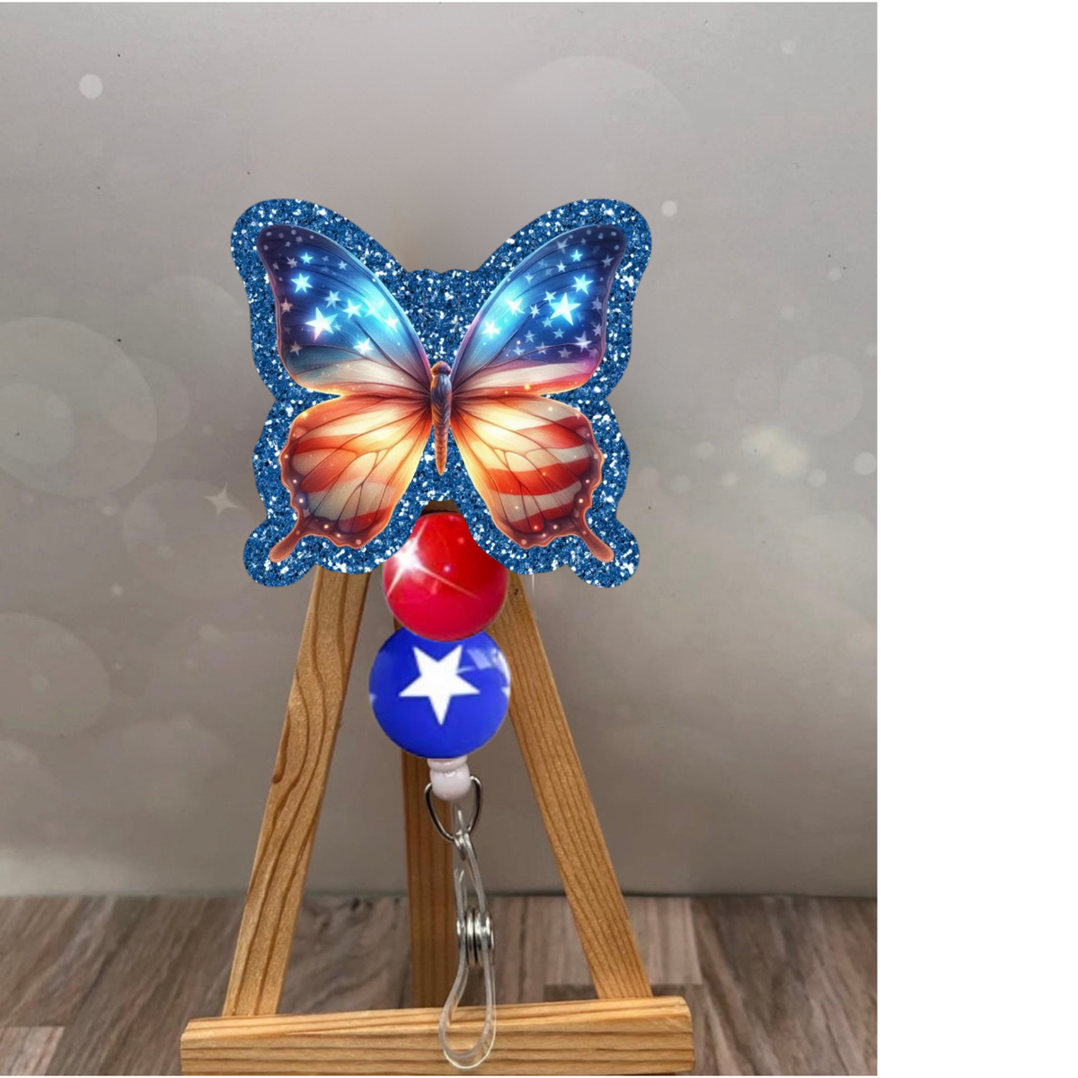 American Flag Butterfly Badge Pull TheCraftNook