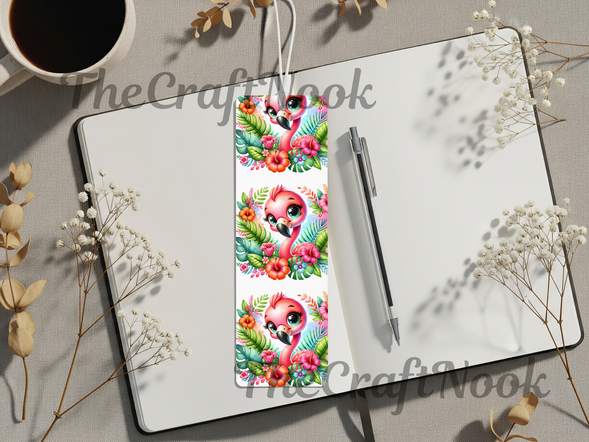 Tropical Whimsy Flamingo Aluminum Metal Bookmarks TheCraftNook
