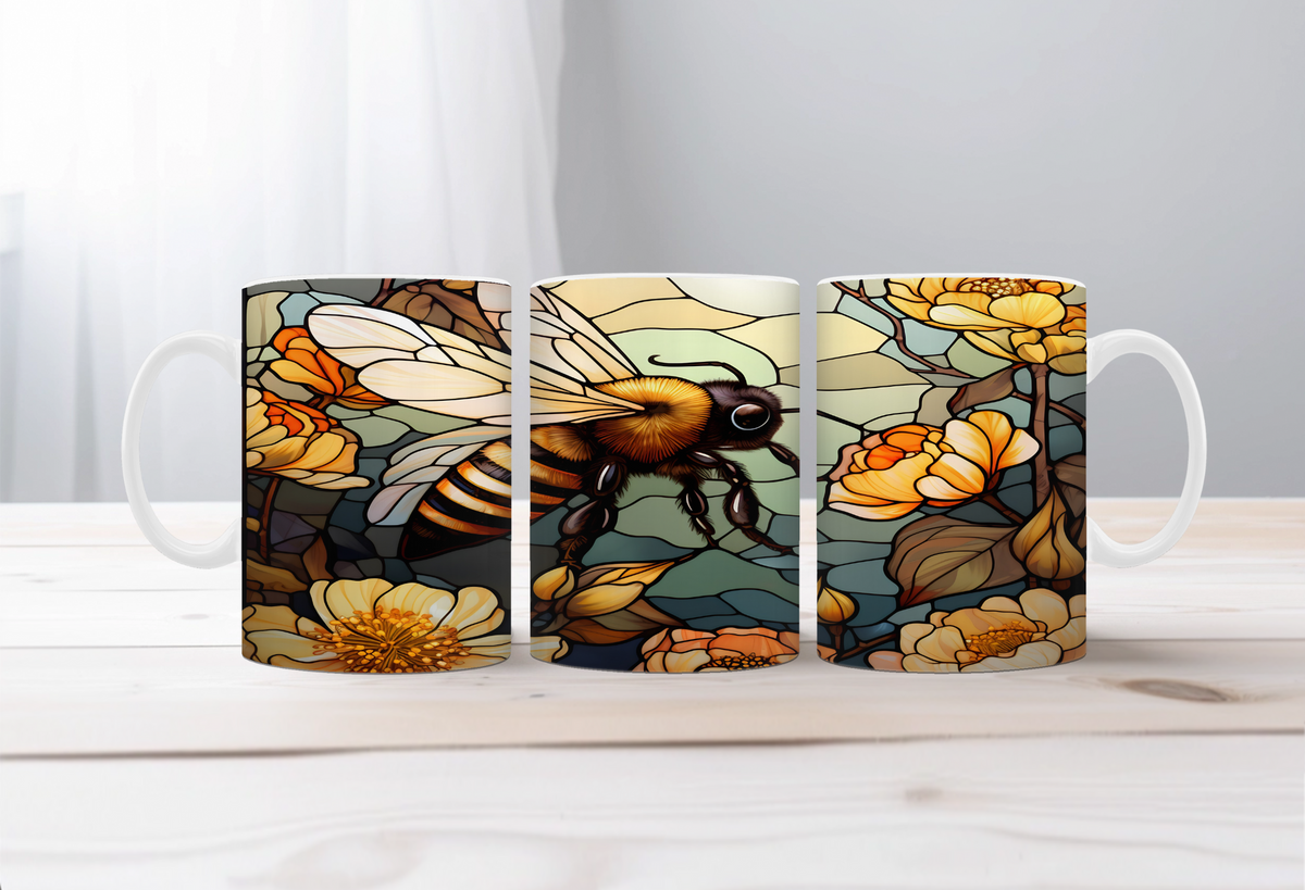 Buzzing Into the Day Honeybee Coffee Mugs. Two size options. Multiple images to choose. TheCraftNook