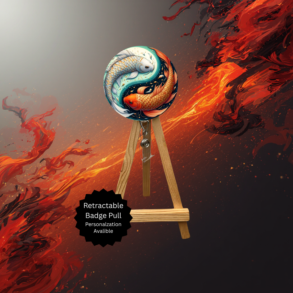 Koi Fish Badge Pulls. Multiple Images Available. Add Beads or Shimmer Glitter Options. TheCraftNook