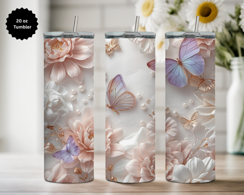 Butterfly 20 oz Stainless-Steel Tumblers. Multiple Sizes and Images Available.