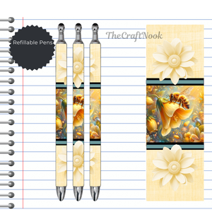 Refillable Pens, Honeybee Images. Bee happy while you write. Multiple options and Images available TheCraftNook