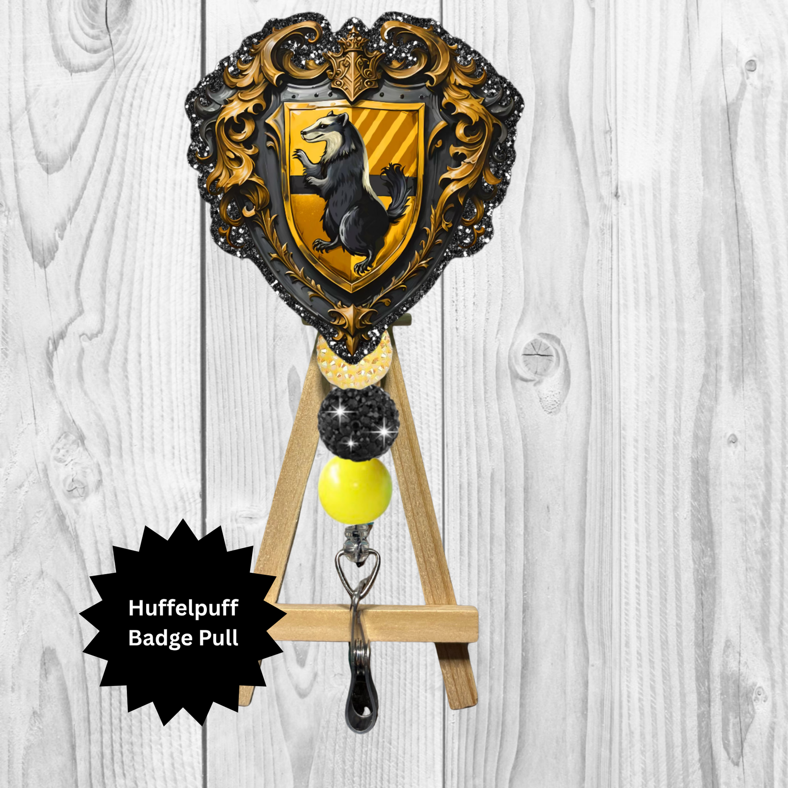 Badger House Crest Badge Pull – Wizard-Inspired ID Accessory TheCraftNook