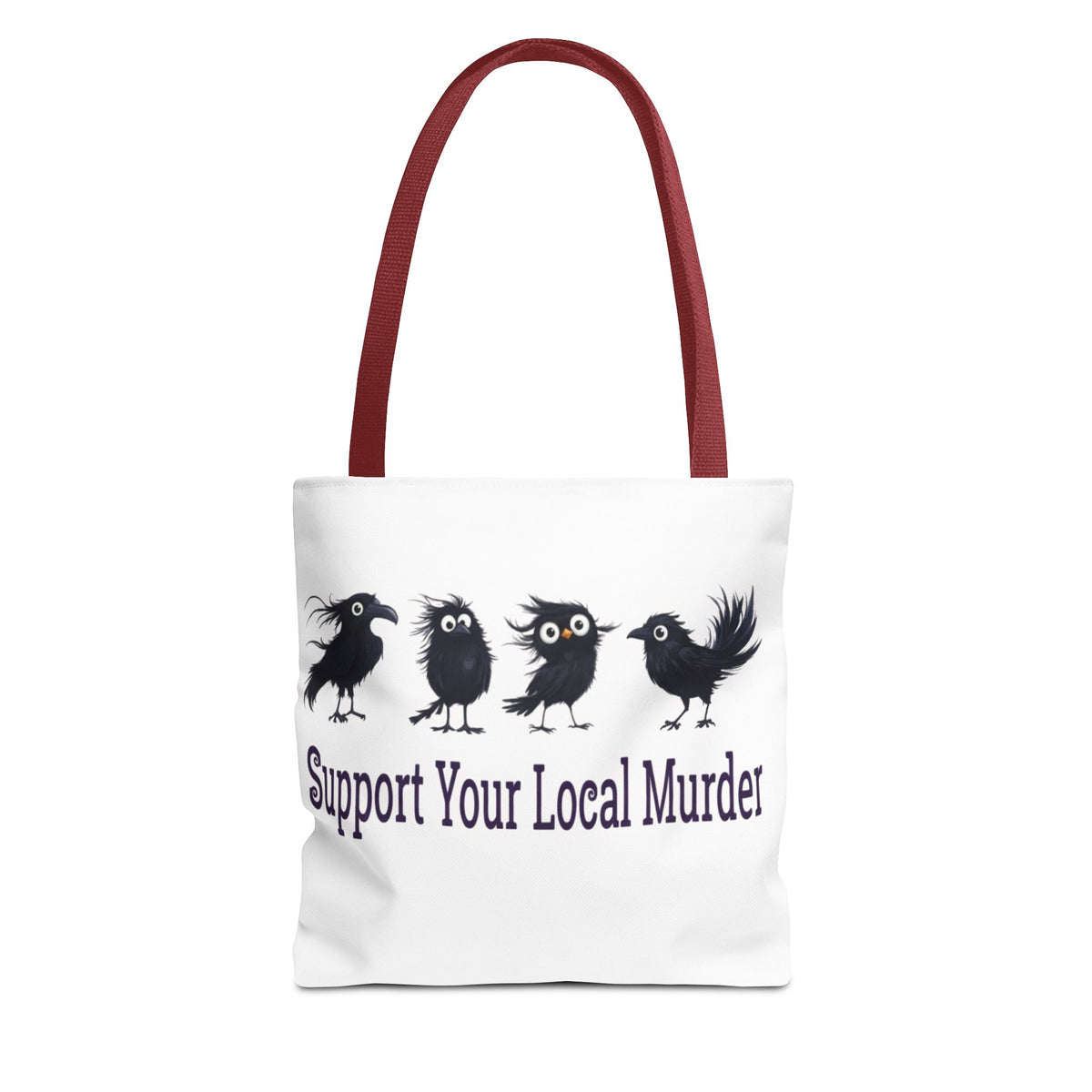Local Murder Crow Tote Bag — Cute Gothic Raven Illustration Tote for Halloween & Everyday Printify