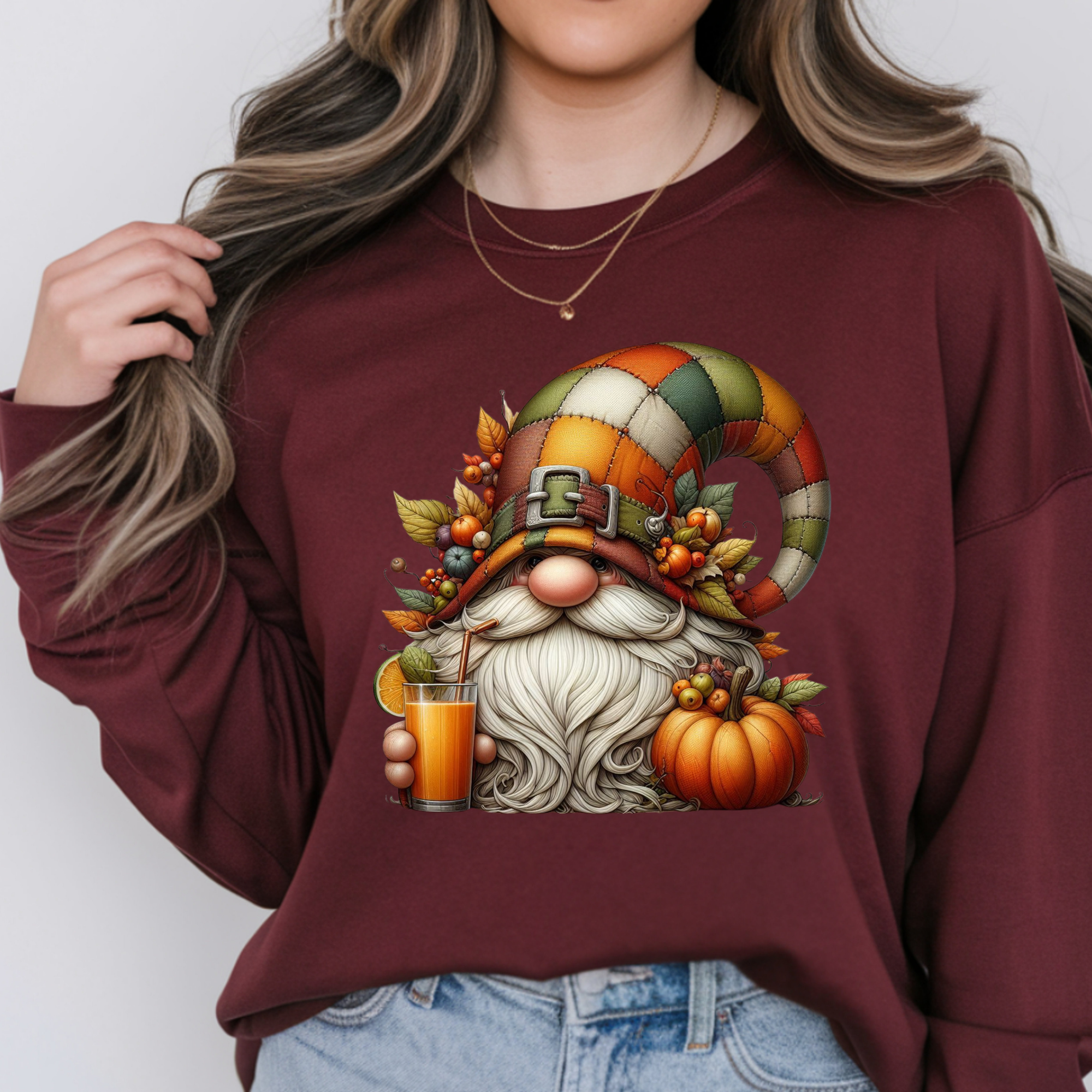 Front Pumpkin Spice Gnome Long Sleeve Tee