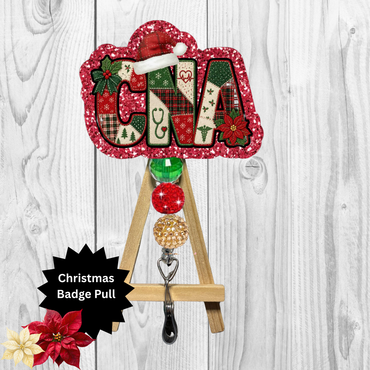 CNA Christmas Glitter Badge Pull | Badge Reel TheCraftNook