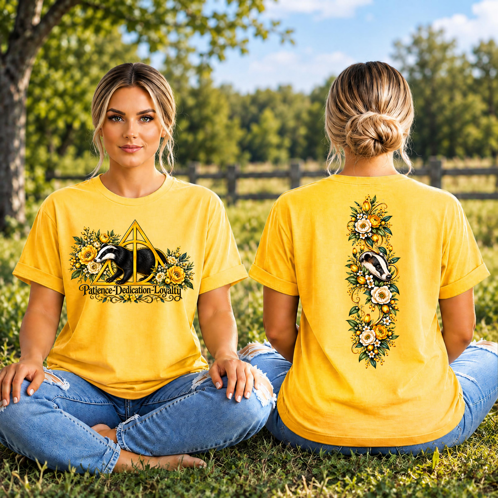 Badger House DH Floral T-Shirt – Front & Back Graphics TheCraftNook
