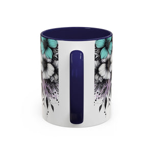 Highland Cow Floral Accent Coffee Mug — Cute Rustic Farmhouse Kitchen Gift Printify