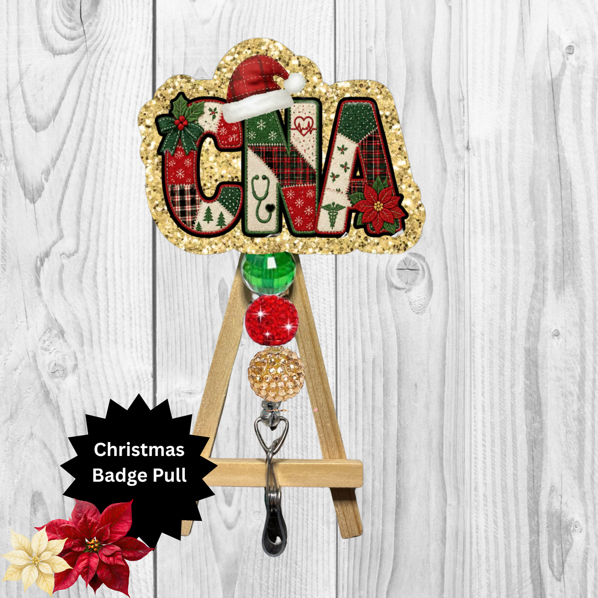 CNA Christmas Glitter Badge Pull | Badge Reel TheCraftNook