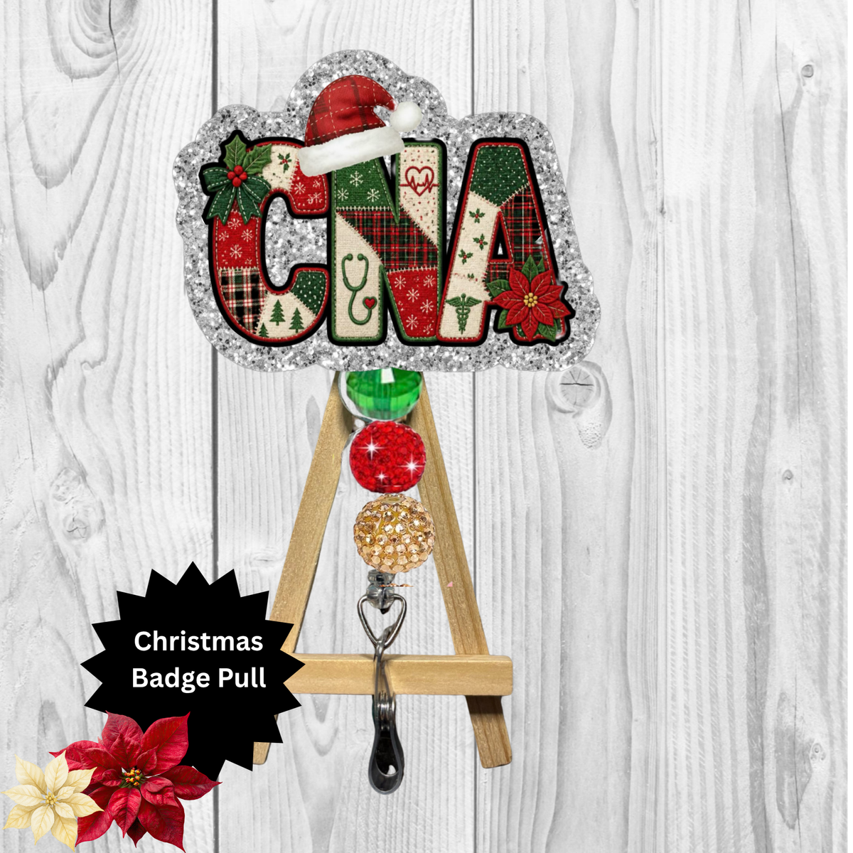 CNA Christmas Glitter Badge Pull | Badge Reel TheCraftNook