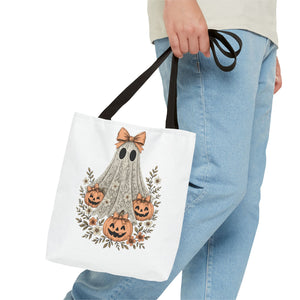 Lacey Ghost Halloween Cottagecore Tote Bag Printify