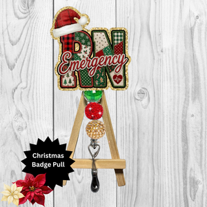 RN Emergency Christmas Glitter Badge Pull | Badge Reel TheCraftNook