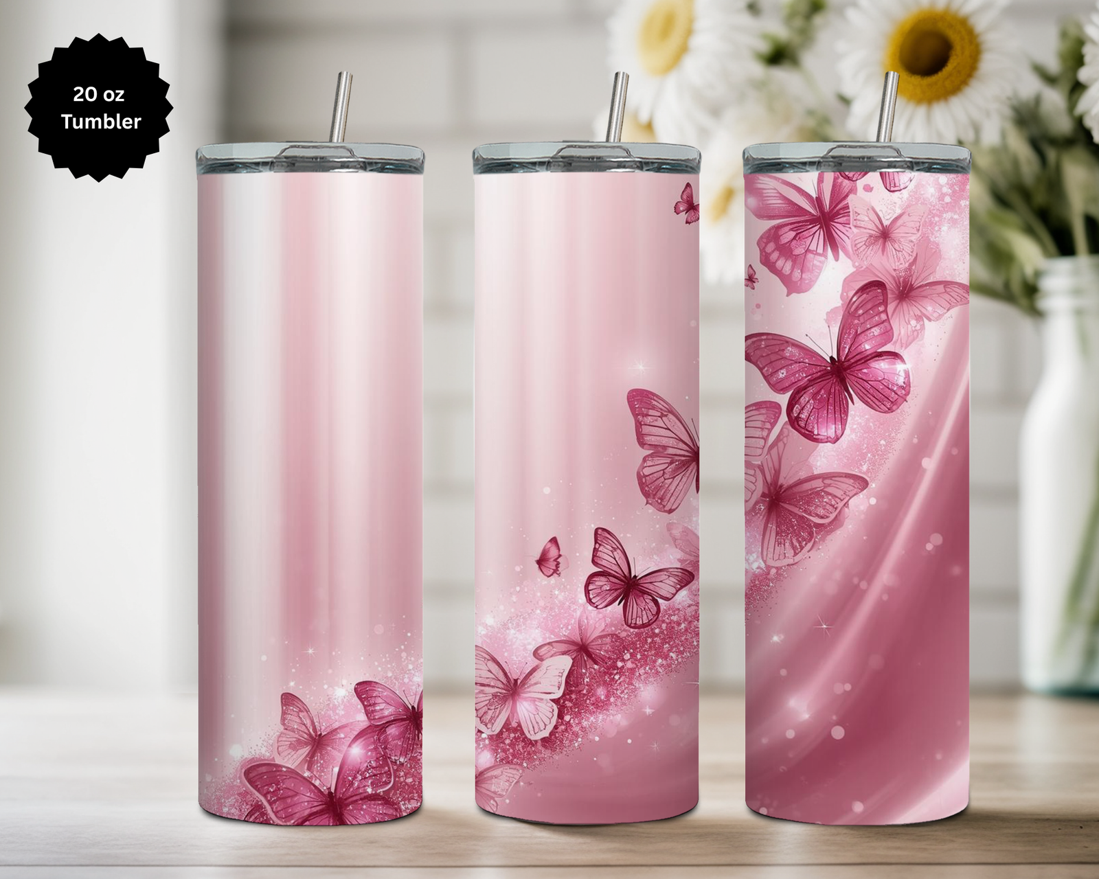 Butterfly 20 oz Stainless-Steel Tumblers. Multiple Sizes and Images Available. TheCraftNook