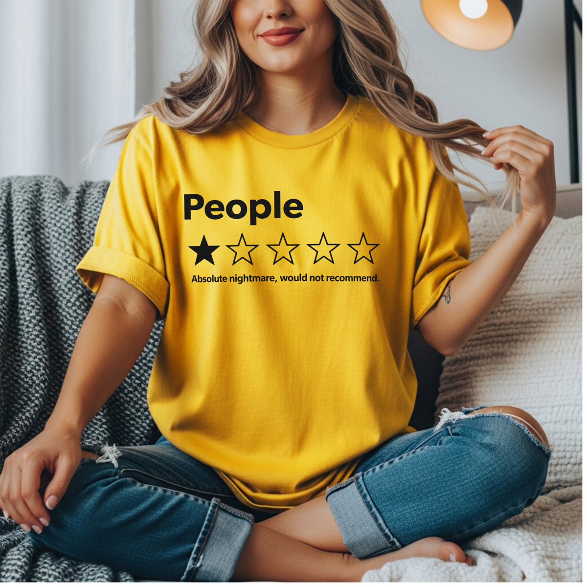 “People: 1-Star Review” Funny Sarcasm Graphic Tee TheCraftNook