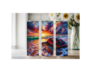 20 oz sip and surf Sea turtle Tumblers, Multiple images to choose from, with or without handle and speakers. TheCraftNook