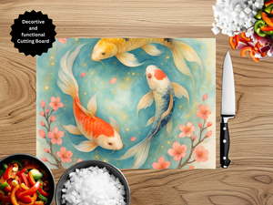 Koi Fish Glass Cutting Board - Tempered Glass Kitchen Board TheCraftNook
