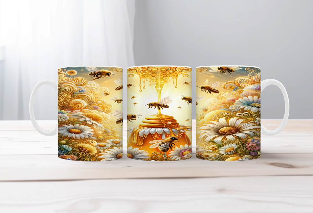 Buzzing Into the Day Honeybee Coffee Mugs. Two size options. Multiple images to choose. TheCraftNook