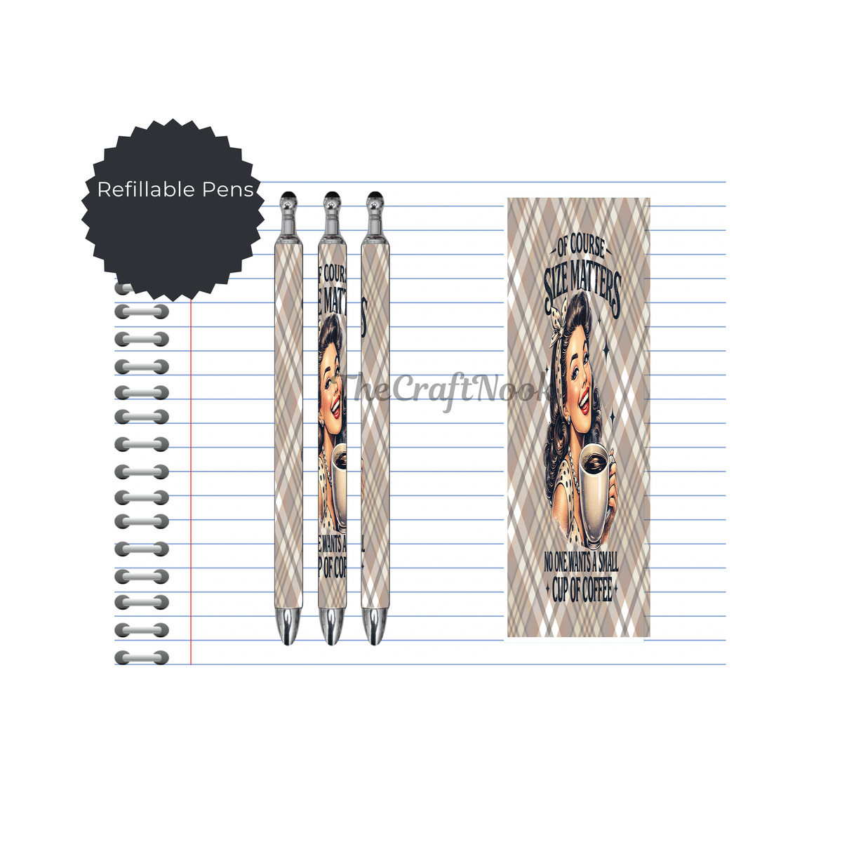 Caffeine & Creativity Refillable Pens, multiple options and Images available. TheCraftNook