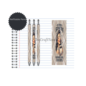 Caffeine & Creativity Refillable Pens, multiple options and Images available. TheCraftNook