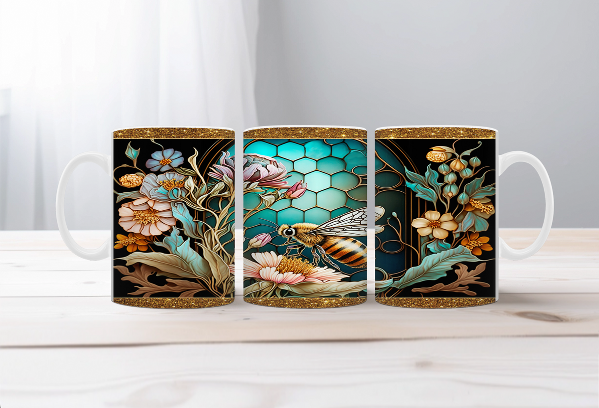 Buzzing Into the Day Honeybee Coffee Mugs. Two size options. Multiple images to choose. TheCraftNook