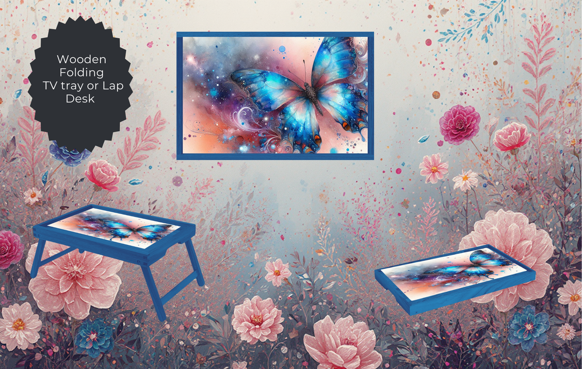 Butterfly Folding TV Trays - Handcrafted Wooden Serving Trays with Glitter TheCraftNook