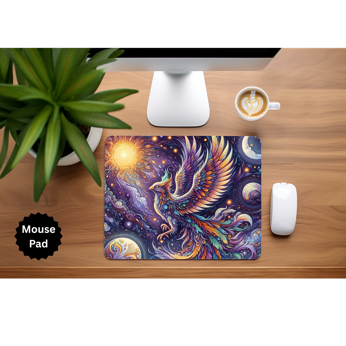 Phoenix Mouse Pad - Mythical Fire Bird Desk Accessory TheCraftNook
