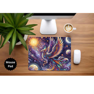 Phoenix Mouse Pad - Mythical Fire Bird Desk Accessory TheCraftNook