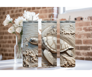 20 oz sip and surf Sea turtle Tumblers, Multiple images to choose from, with or without handle and speakers. TheCraftNook