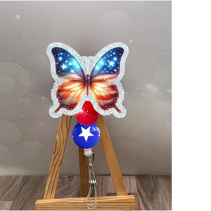 American Flag Butterfly Badge Pull TheCraftNook