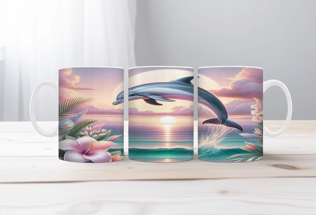 Flippin’ Cute Morning Mug, Dolphin coffee Mugs. Two sizes to choose from. TheCraftNook