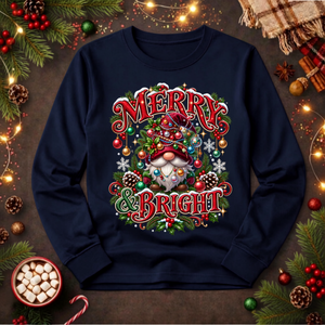 Merry And Bright Gnome Long Sleeve Tee TheCraftNook