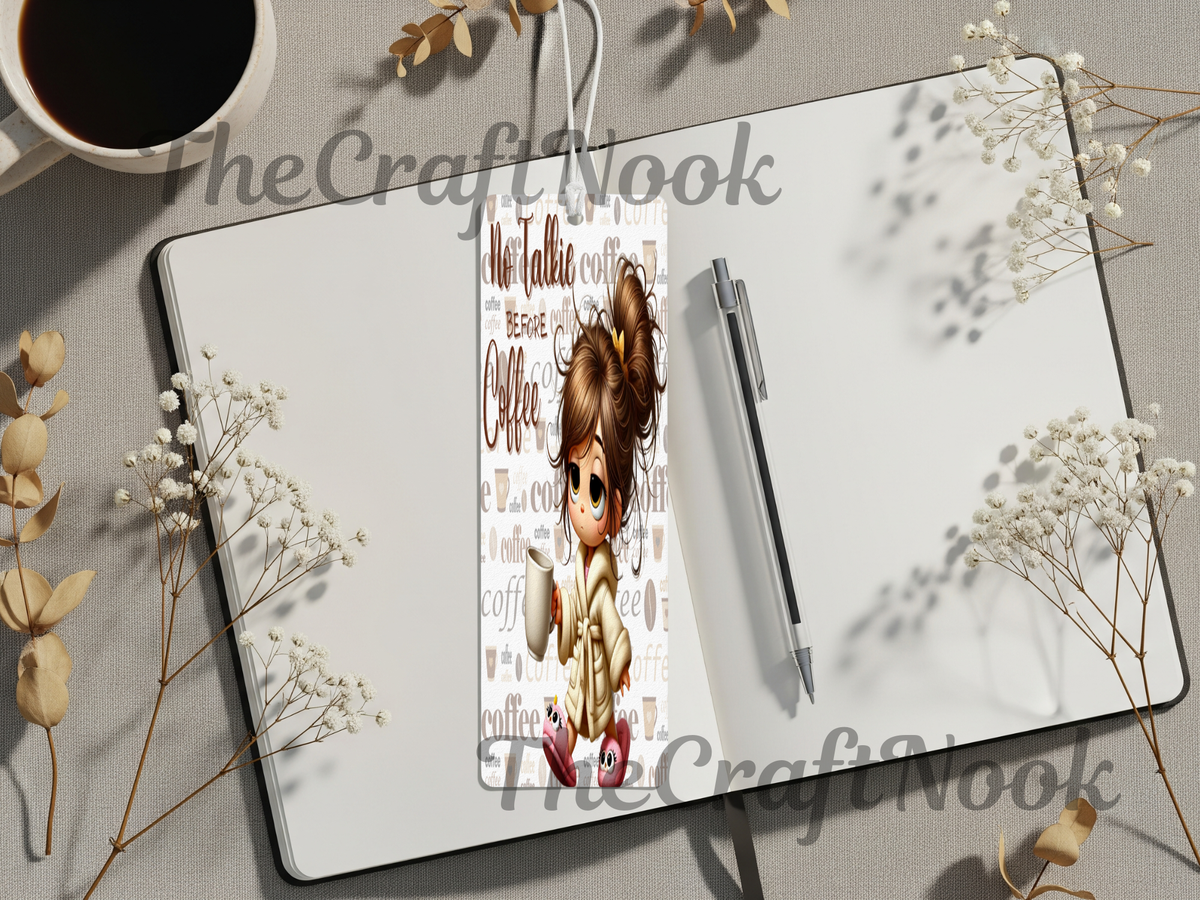 Caffeine & Chapters Bookmark. Aluminum Metal Bookmarks TheCraftNook