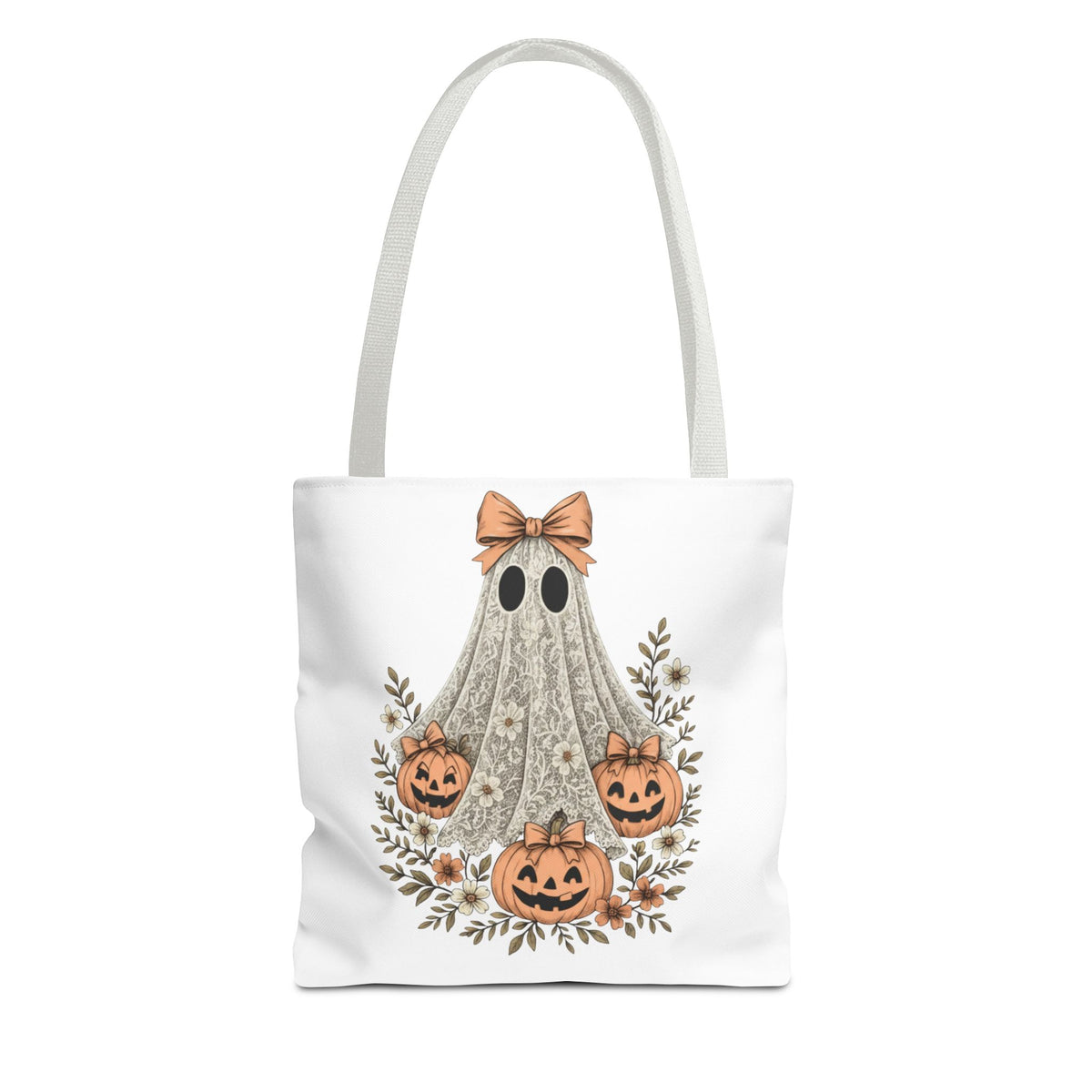 Lacey Ghost Halloween Cottagecore Tote Bag Printify