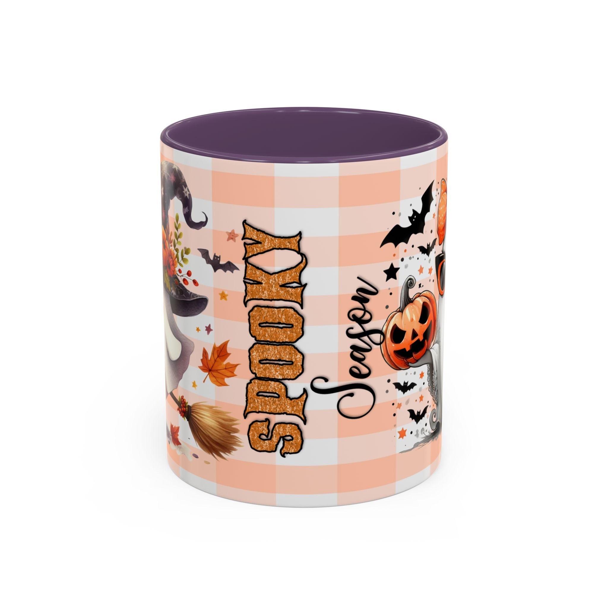 Spooky Season Accent Coffee Mug — Cute Halloween Ghost with Pumpkins (11/15oz)