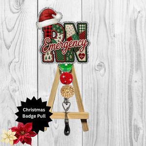 RN Emergency Christmas Glitter Badge Pull | Badge Reel TheCraftNook