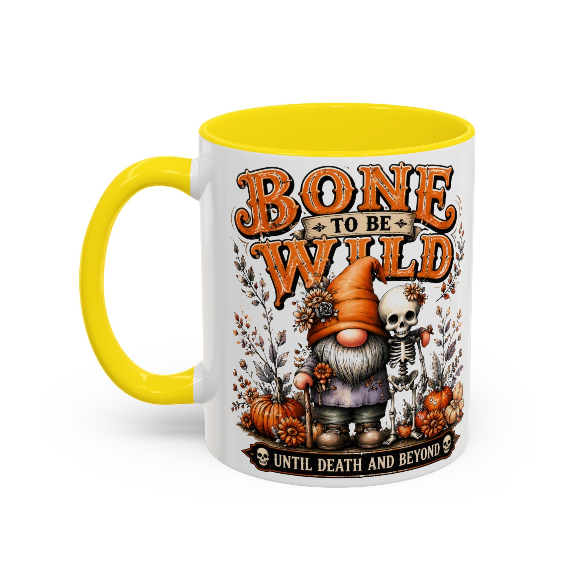 Bone to Be Wild Coffee Mug — Halloween Pumpkin Gnome & Skeleton Accent Mug (11/15oz)