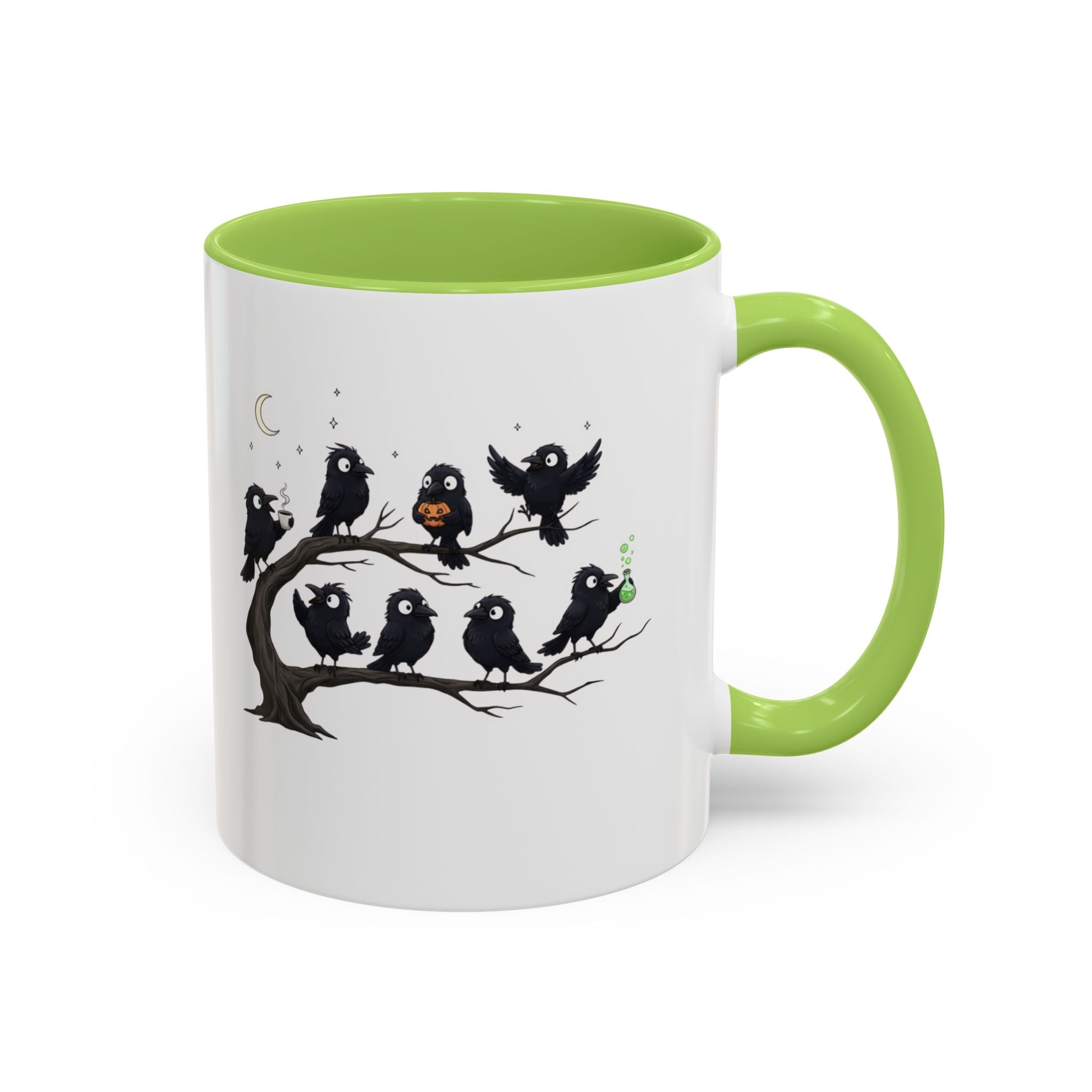 Local Murder Accent Coffee Mug — Cute Crow Flock "Not A Real Murder" Illustration
