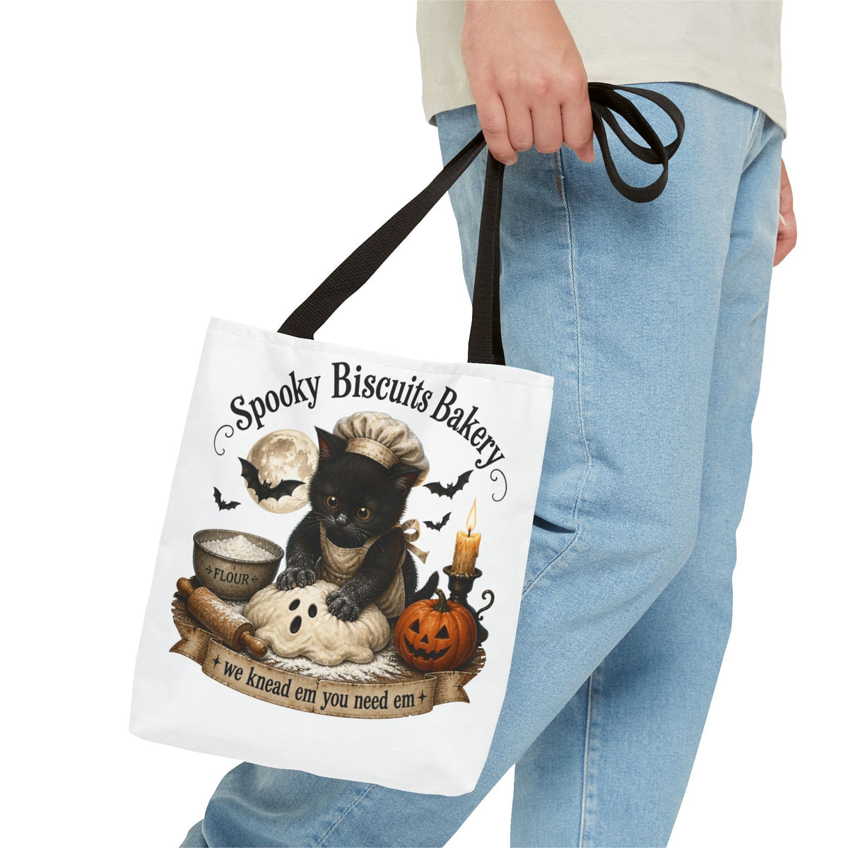 Spooky Biscuits Halloween Tote Bag | All-Over Print Printify