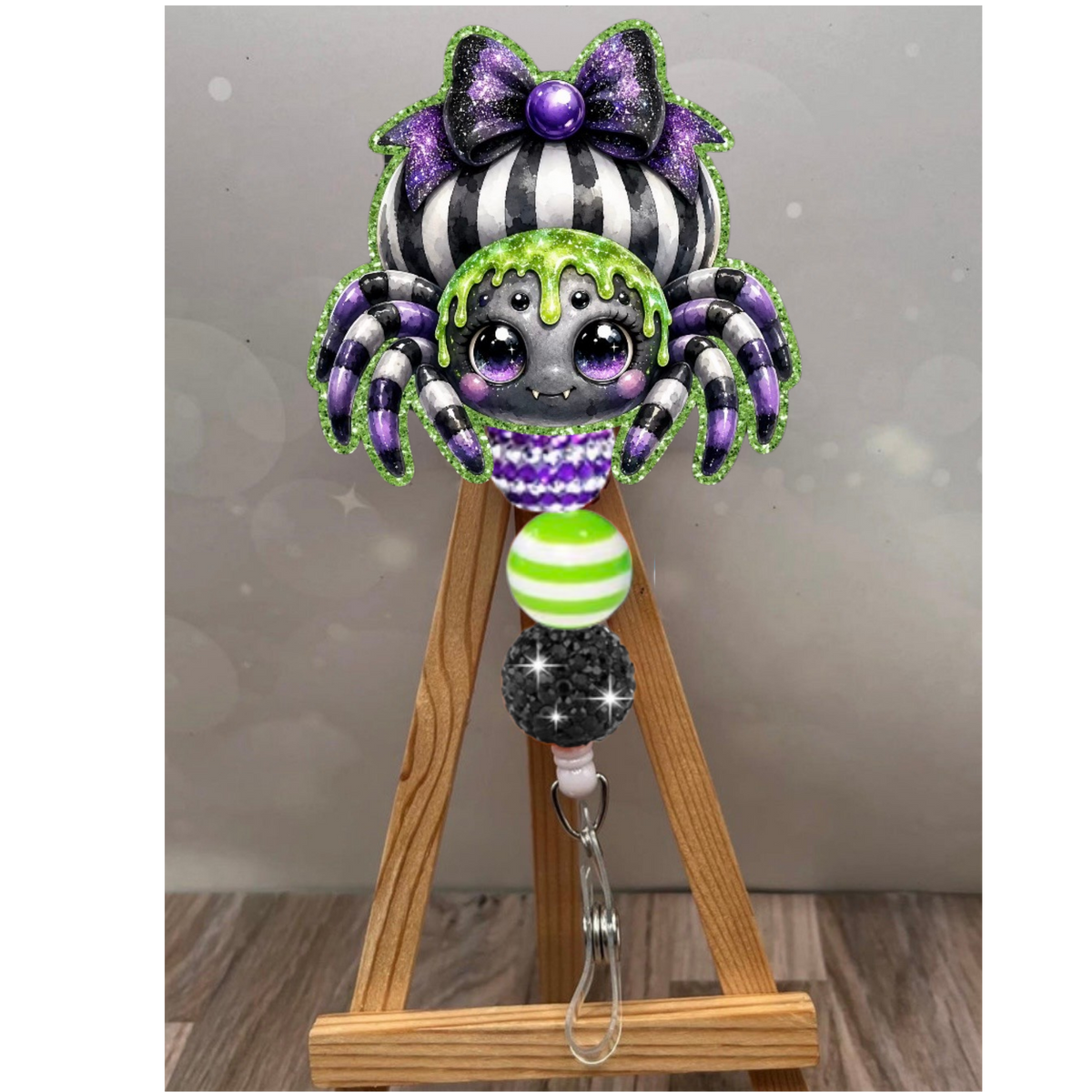 Spider Badge Pull – Glitter Lanyard Accessory TheCraftNook